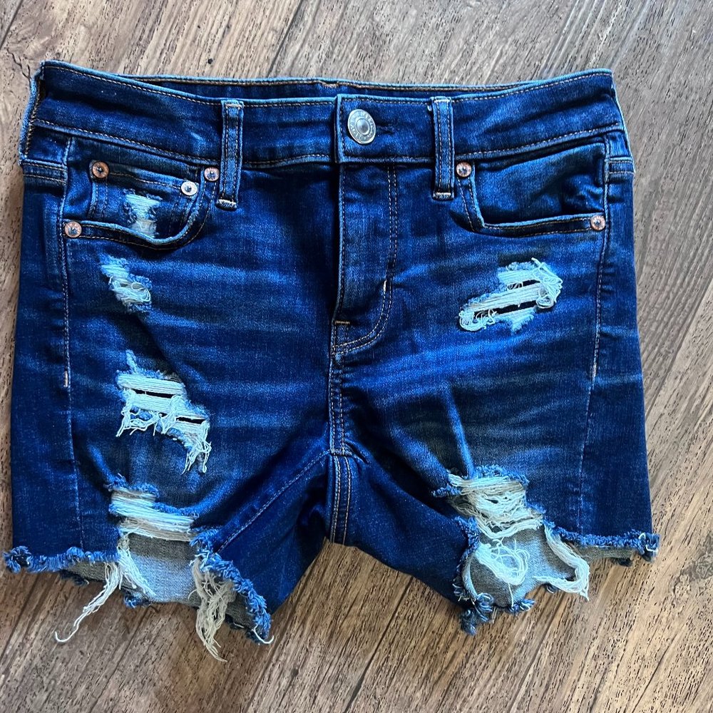 Ripped American Eagle Next Level Stretch Blue Jean Shorts